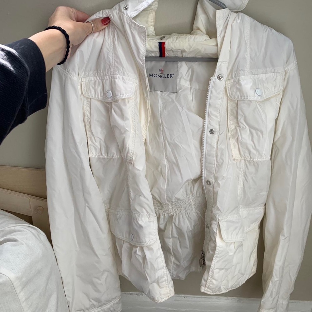 Moncler white multi pocket windbreaker